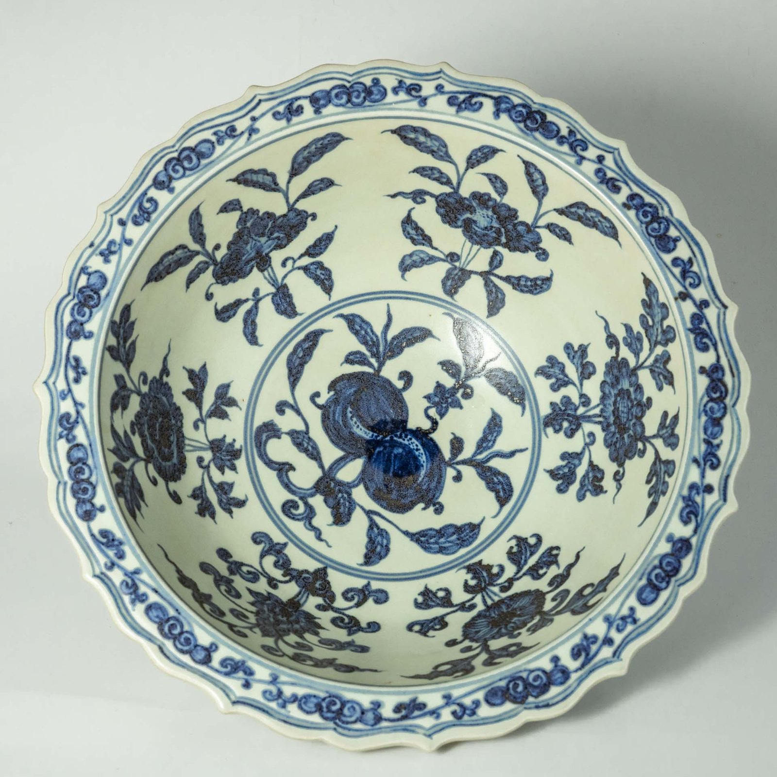 Antique Chinese Blue and White Ming Dynasty Plate with Character Riding a Horse