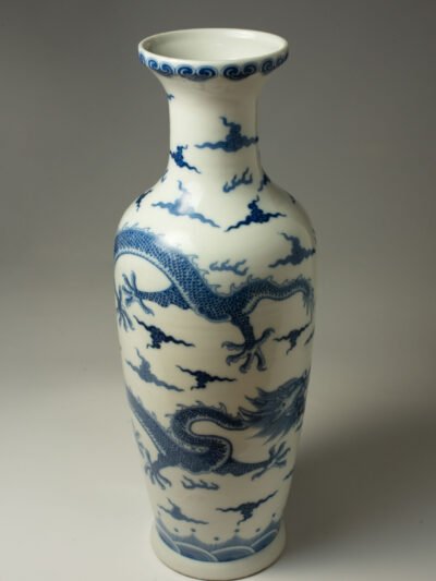 Tall Blue & White Porcelain Vase