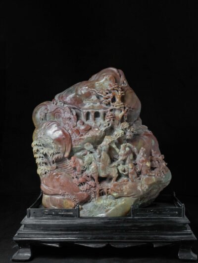 A Large Pale Greenish-White Jade 'Daoist Immortals' Boulder