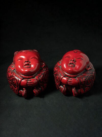 Double Dose of Laughter: Red Laughing Buddha Set