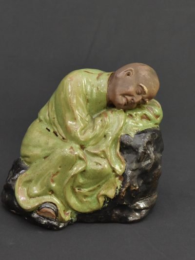 Antique Chinese Clay Figurine – Sleeping Monk 170mm Tall