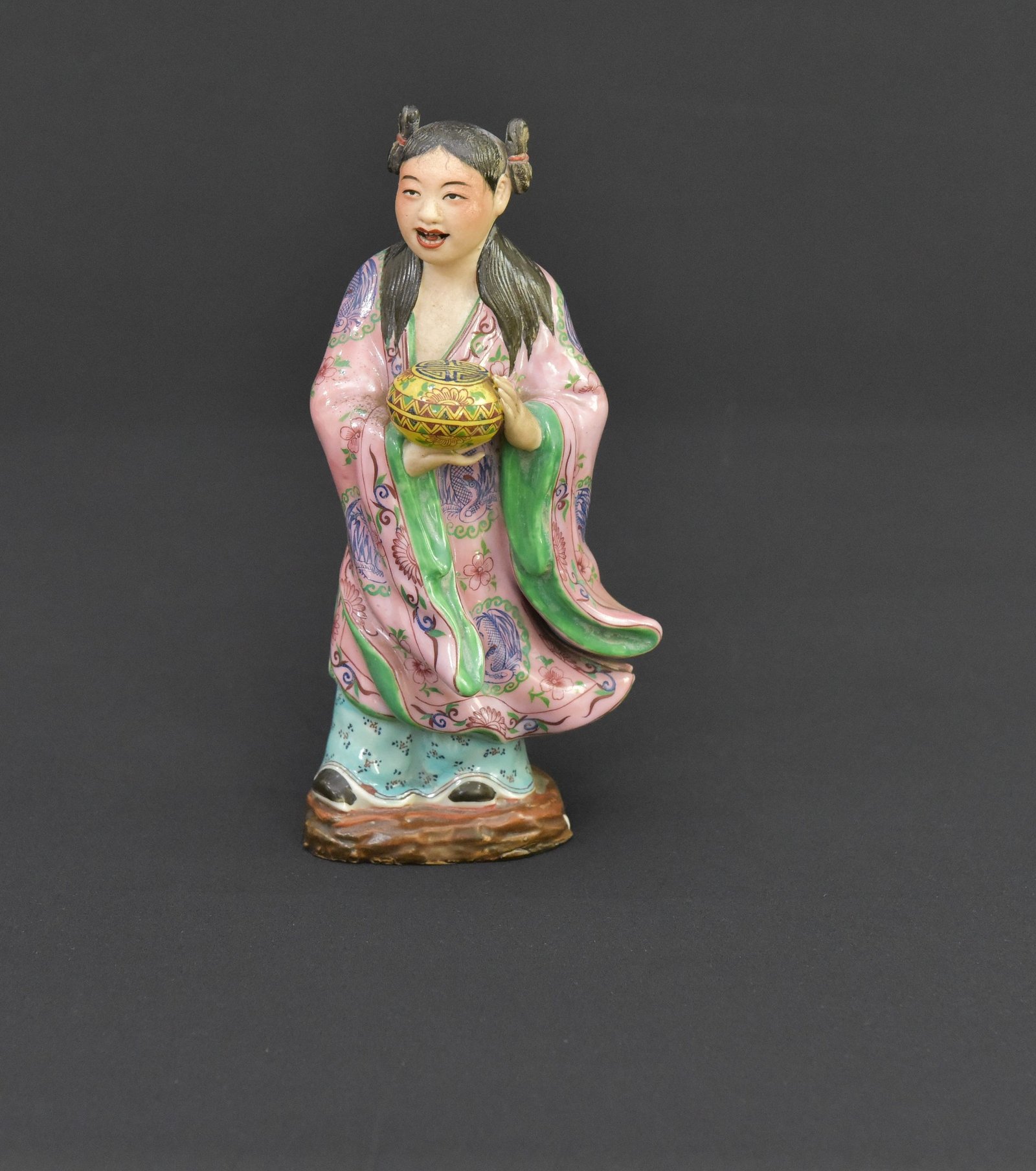 Ceramic Figurine of He Xian Gu – Chinese Immortal – 200mm Tall – Colorful Glazed Detail