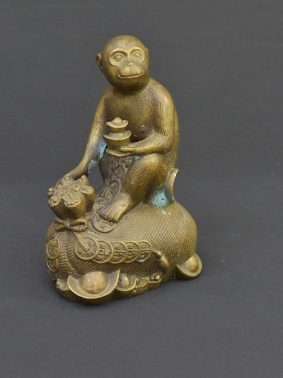 Antique Qianlong Era Copper Fortune Monkey Sculpture