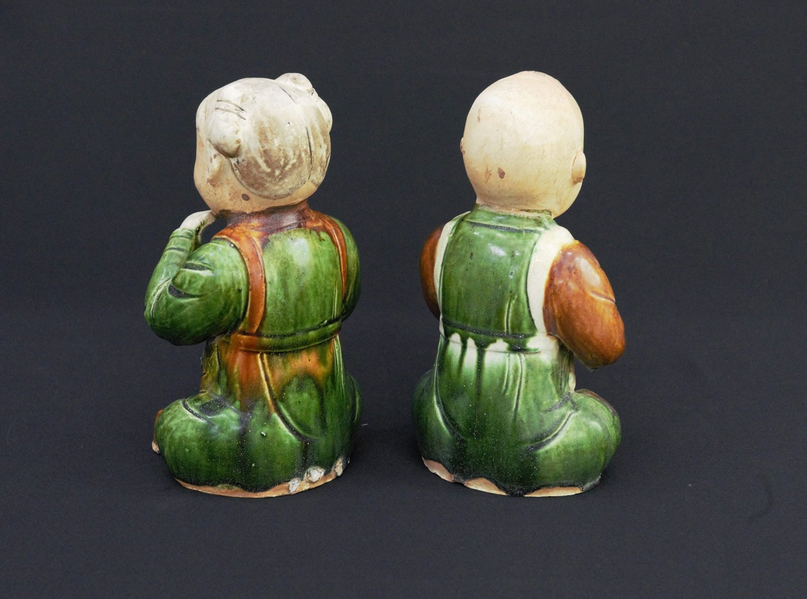 Vintage Chinese Tang Sancai Style Figurines – 金童玉女 Clay Statues (Pair) - Image 2