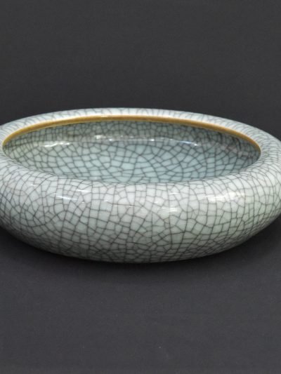 Vintage Ceramic Bowl – Song Dynasty Guan Style – Ice Crackle Glaze – 1980s