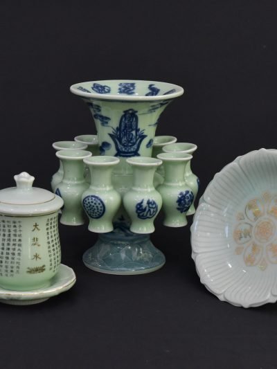 Ceramic Buddhist Ritual Ware Set – Great Compassion Water Cup – Ancestral Offering