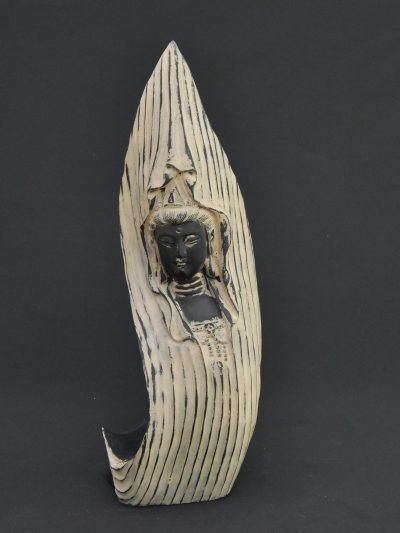 Vintage 1990s Clay Guanyin Statue – Sculptural Art Decor