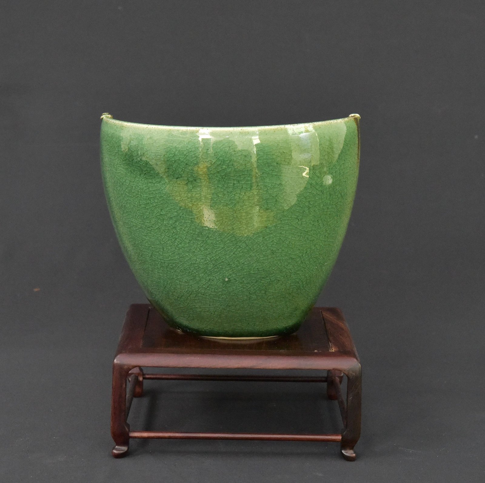 Vintage Porcelain Bowl with Green Glaze and Beaded Rim – 1960s Era – Stand Not Included - Image 3