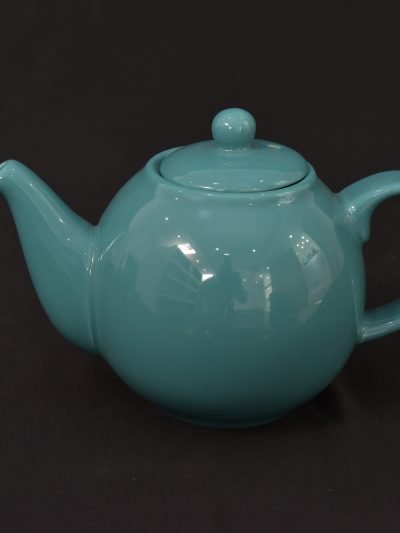 Vintage 90s Teal Ceramic Teapot – Rounded Classic Design