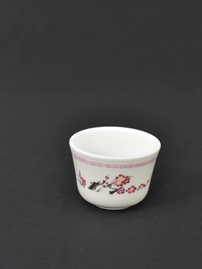 Vintage 1980s Chinese Porcelain Tea Cup with Plum Blossom Design