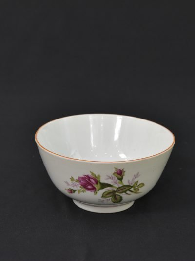 Vintage Porcelain Floral Teacup Bowl – Hand-Painted Rose Design