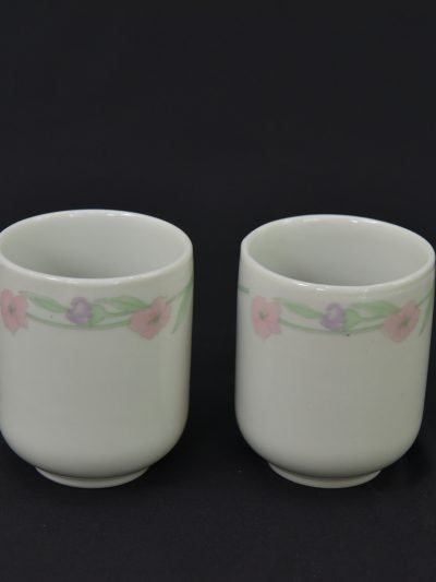 Vintage 1990s Porcelain Tea Cups – Set of 2 – Floral Pastel Design