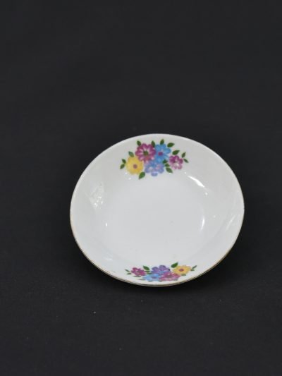 Vintage 1980s Floral Miniature Porcelain Saucer