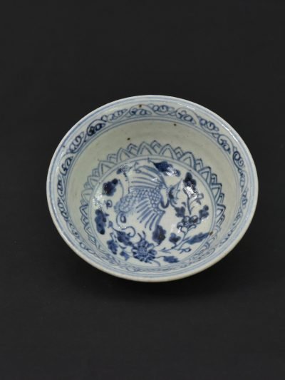 Vintage Blue and White Porcelain Bowl – Floral Motif