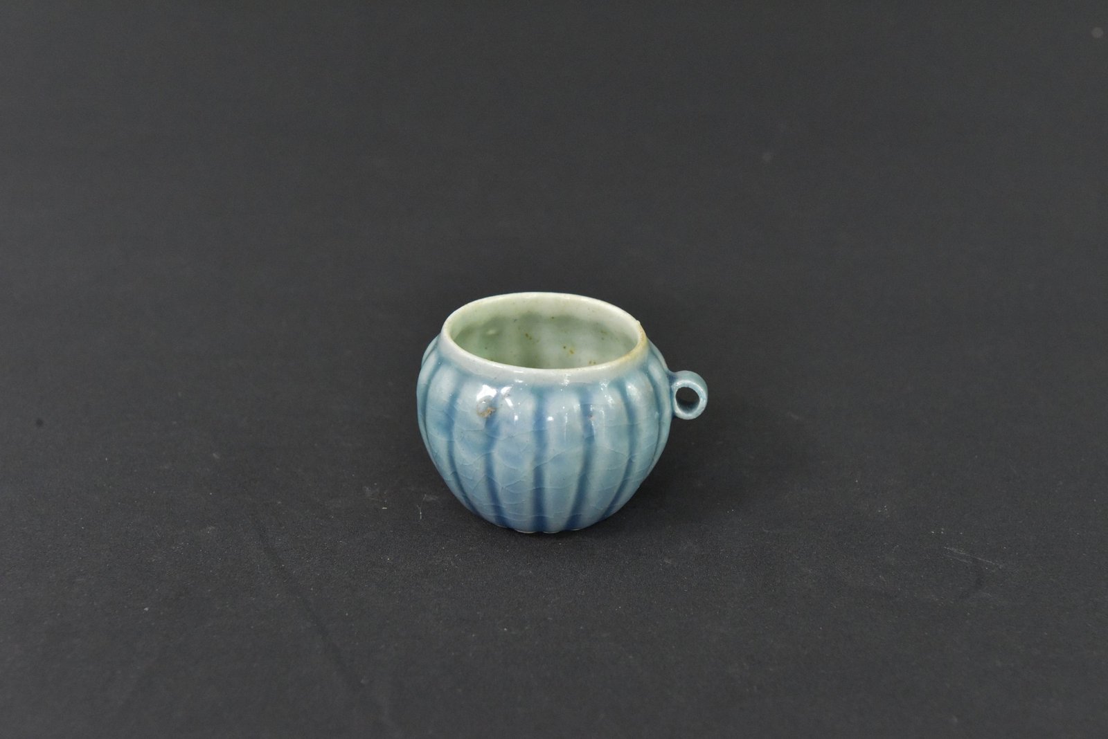 Vintage 1980s Blue Ceramic Miniature Vessel - Image 2