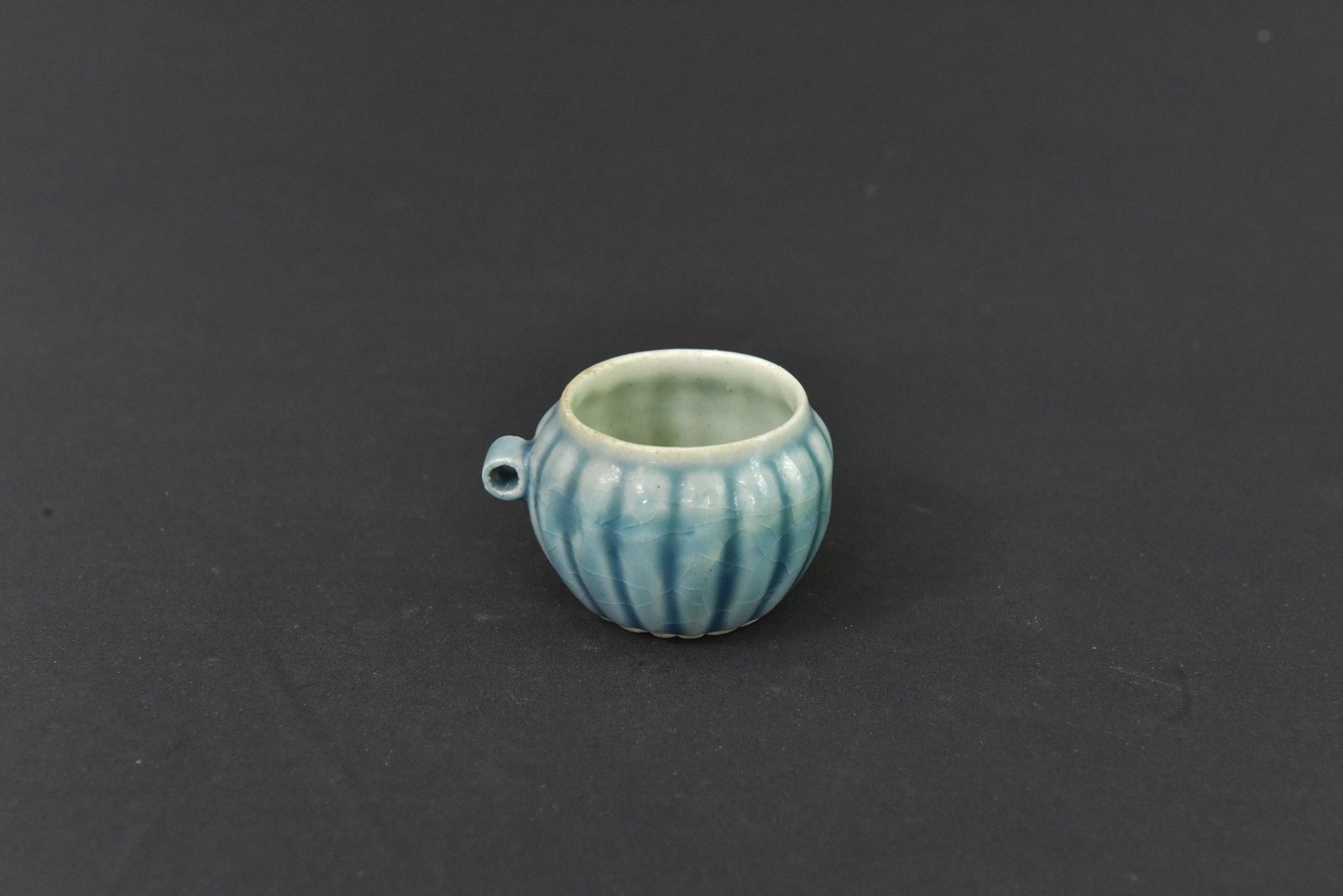 Vintage 1980s Blue Ceramic Miniature Vessel - Image 4
