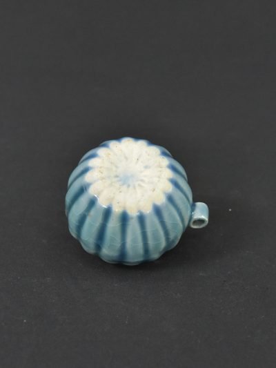 Vintage 1980s Blue Ceramic Miniature Vessel
