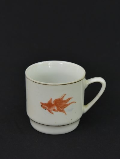 Vintage 1960s Porcelain Mug with Goldfish Motif