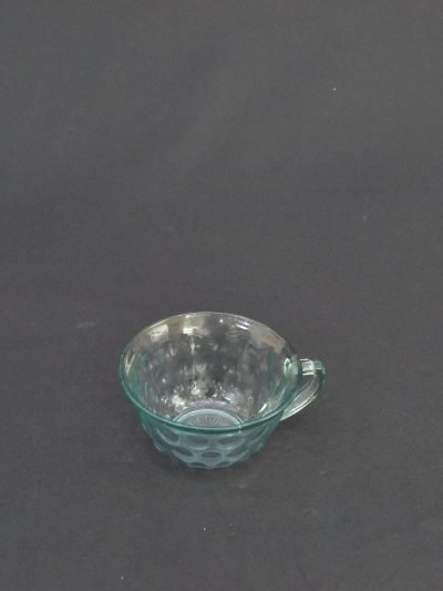 Vintage 1960s Green Glass Teacup – Bubble Pattern Design