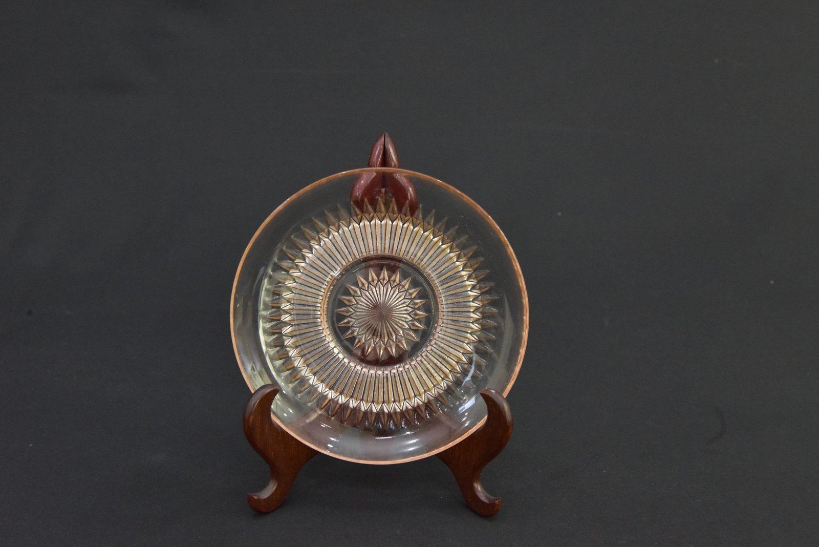 Vintage 1960s Depression Glass Plate with Sunburst Pattern