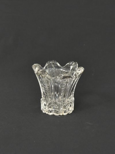 Vintage 1970s Clear Pressed Glass Vase