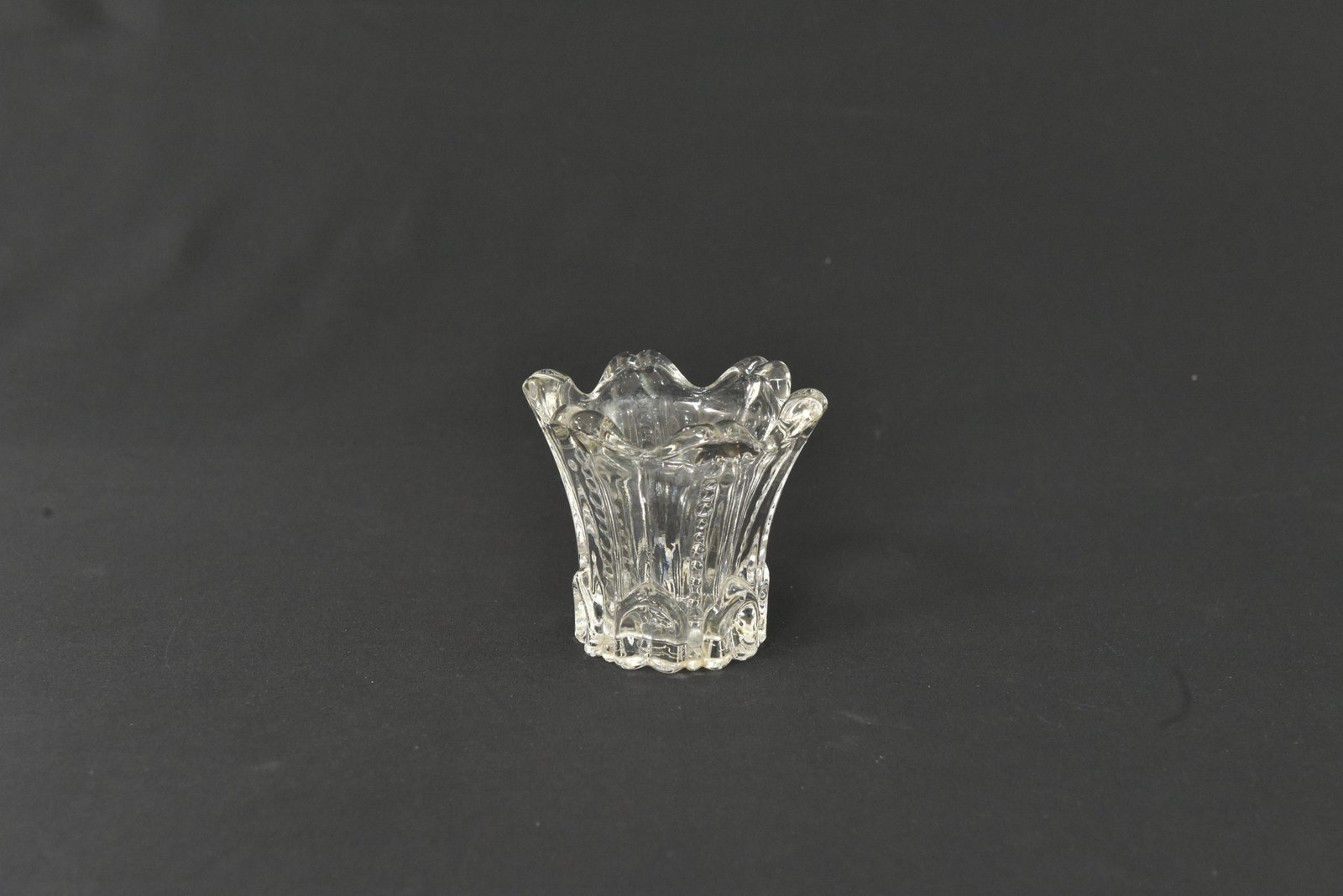 Vintage 1970s Clear Pressed Glass Vase