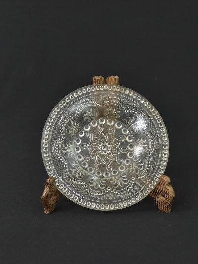 Vintage 1960s Decorative Metal Plate with Ornate Floral Design