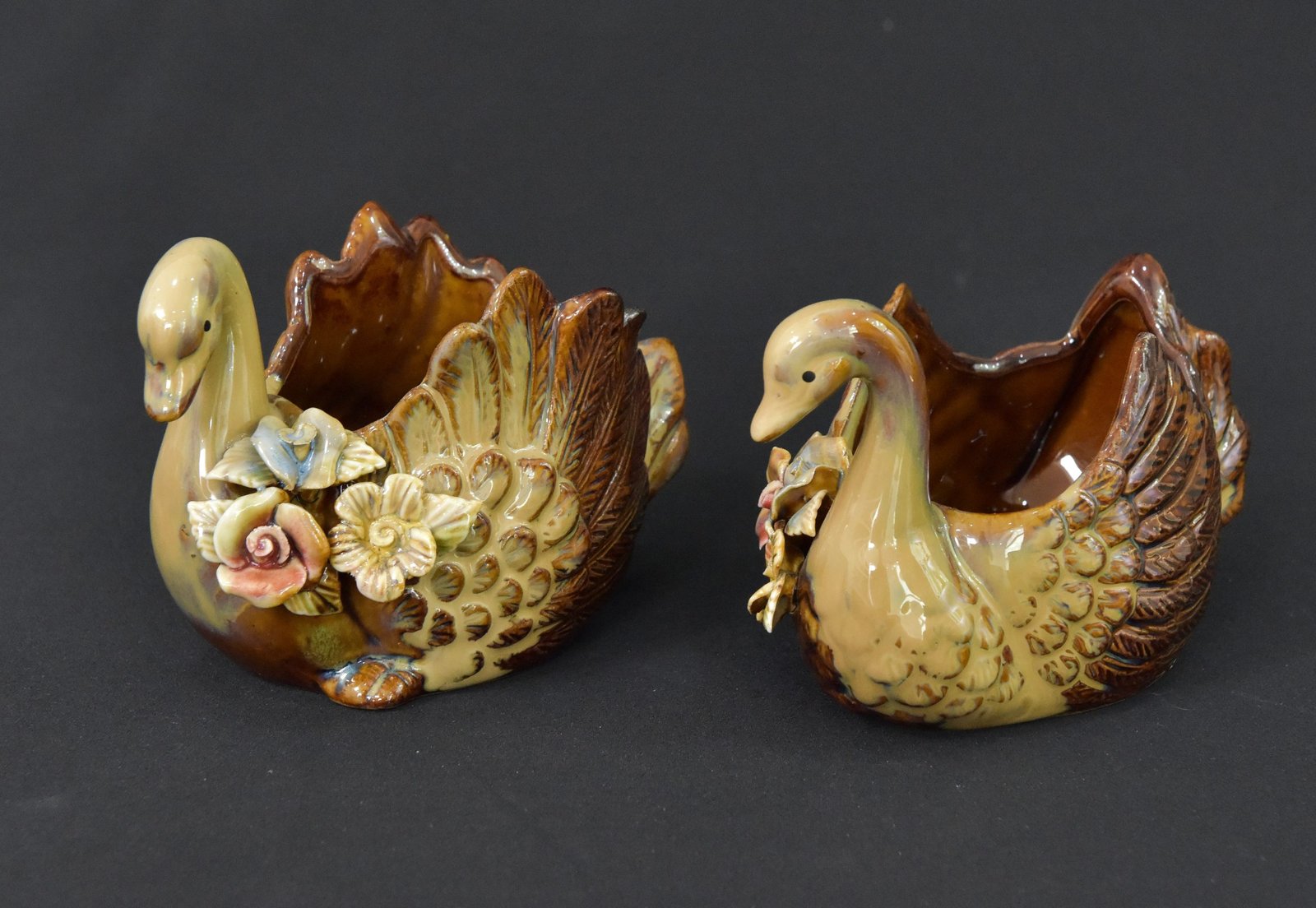 Vintage Ceramic Swan Planter Figurines – Set of 2 – Decorative Floral Accents - Image 6