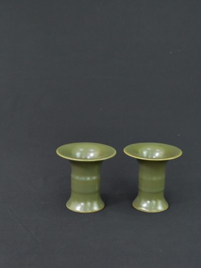 Pair of Qing Dynasty Style Green-Glazed Ceramic Stands – 1990s