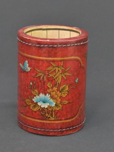 Vintage 1990s Red Decorative Holder – Floral & Butterfly Design