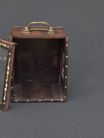 Vintage Wooden Display Box with Glass Panels and Brass Handle – 1950s