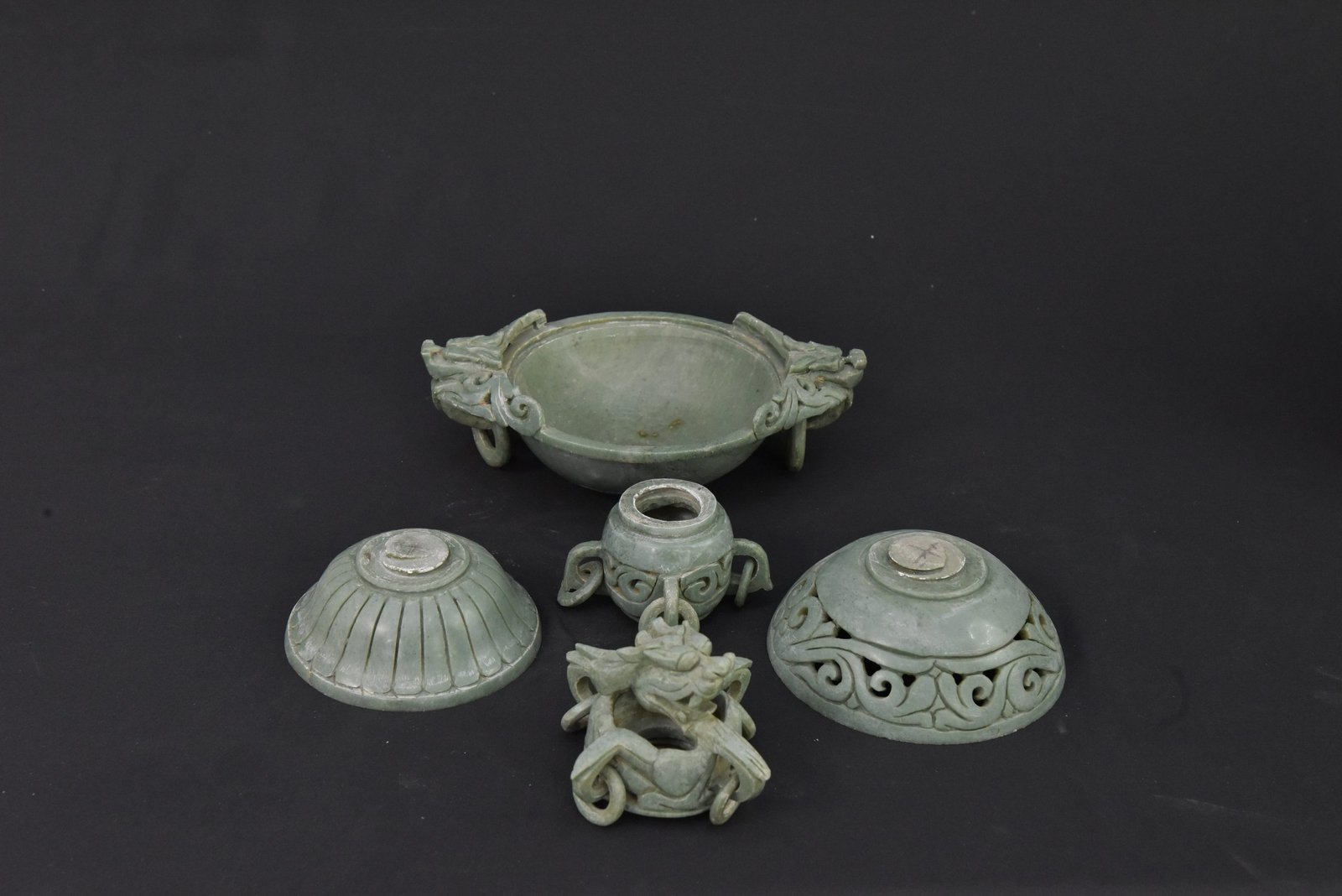 Vintage 1980s Carved Stone Incense Burners – Pair - Image 5