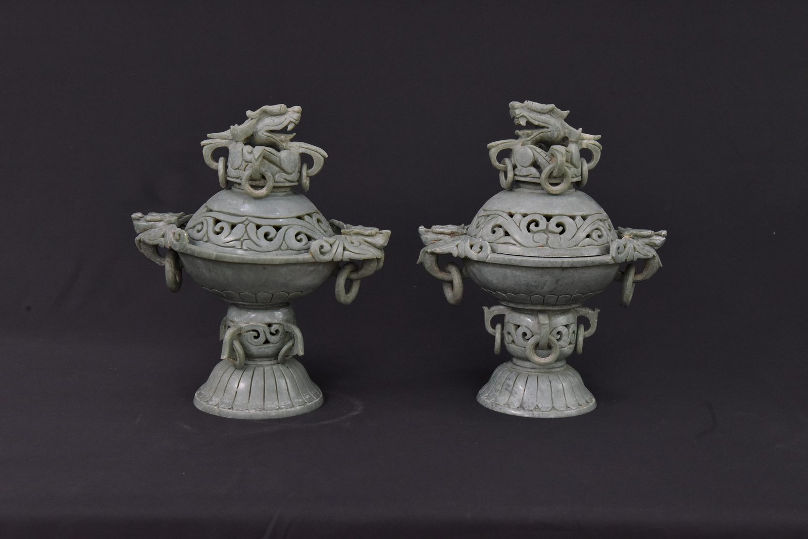 Vintage 1980s Carved Stone Incense Burners – Pair