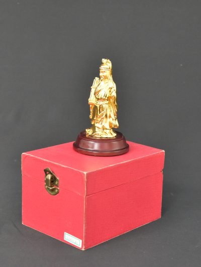 Gold-Plated Figurine with Display Box – 1990s Vintage